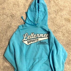 light blue letterman hoodie